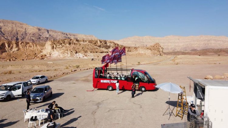 red bus at the desert