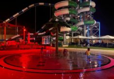water park at night