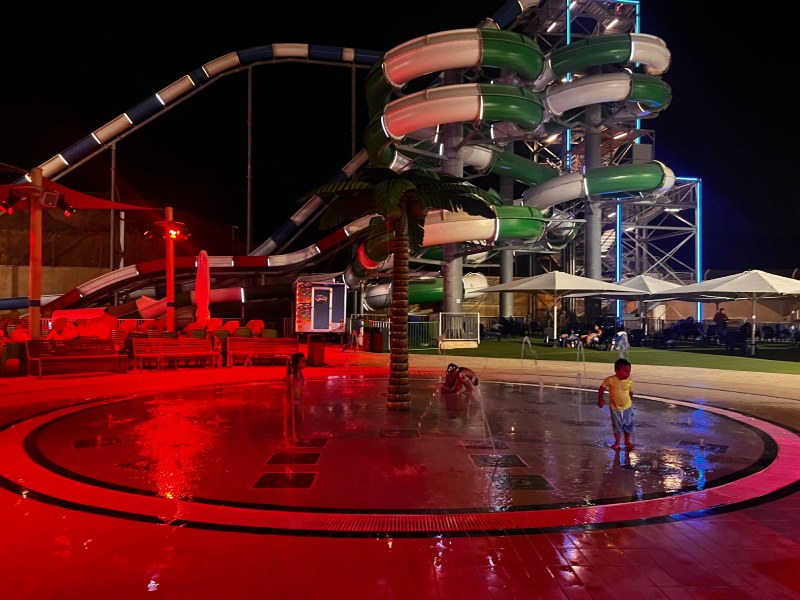 water park at night