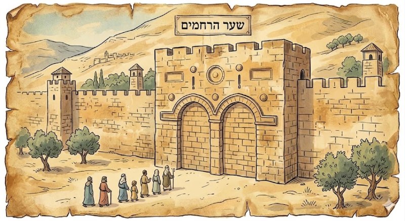 שער הרחמים, איור בסגנון עתיק של שערי ירושלים