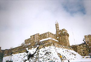 שלג בירושלים, שלג בשער יפו, שלג בעיר העתיקה בירושלים, טיול שלג בירושלים